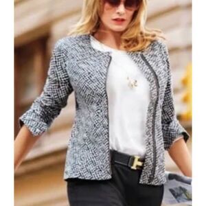 Cabi Cliffside Graphic Offset Zip Artsy Moto Jacket 5099